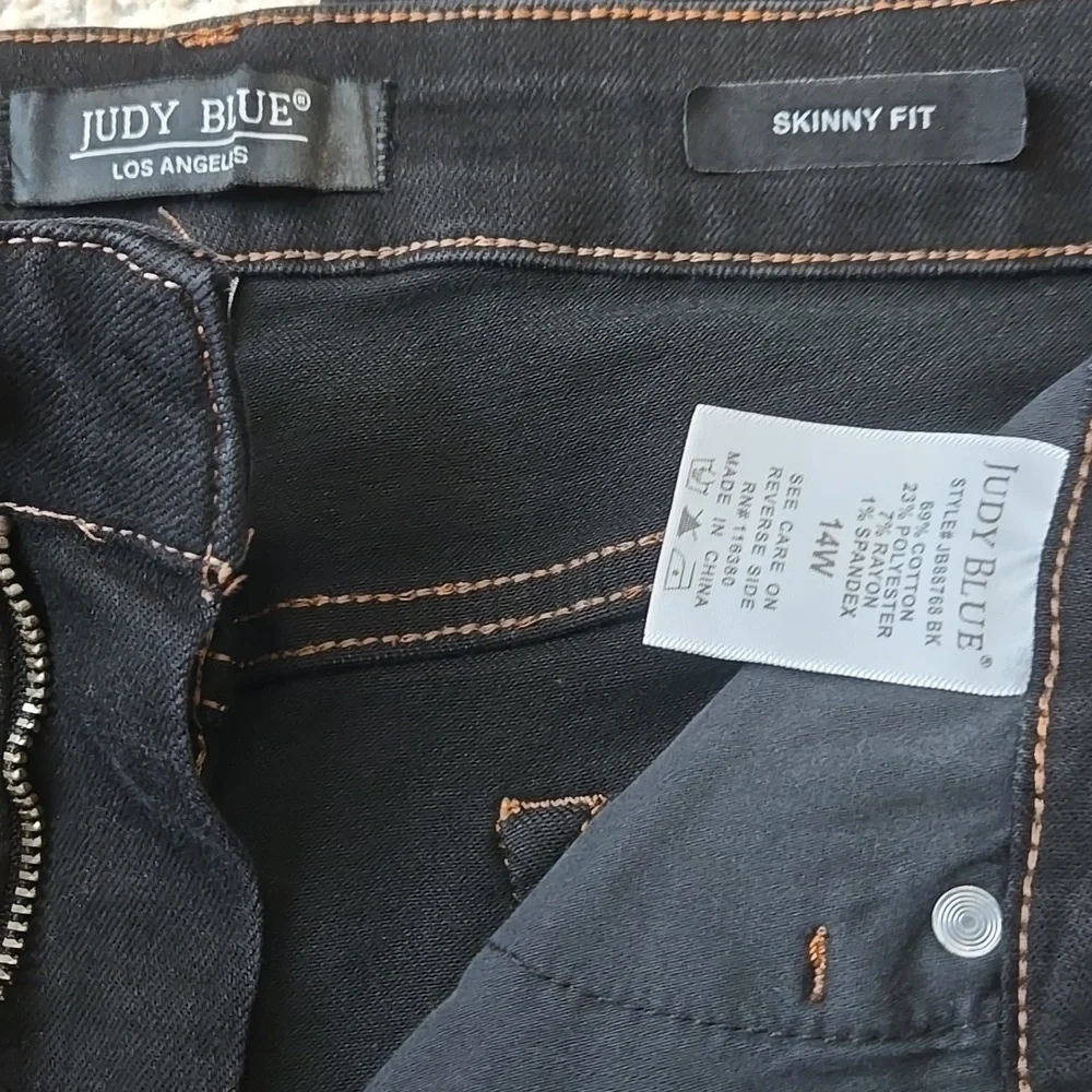 Judy Blue Womens 14W Black JB88768 BK Skinny Fit Denim Pants - Picture 7 of 14